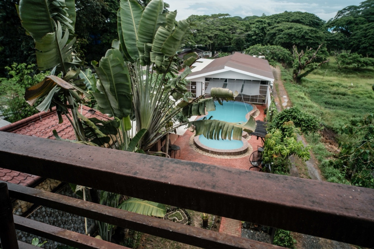 The view down to the pool from the Couple's Room balcony