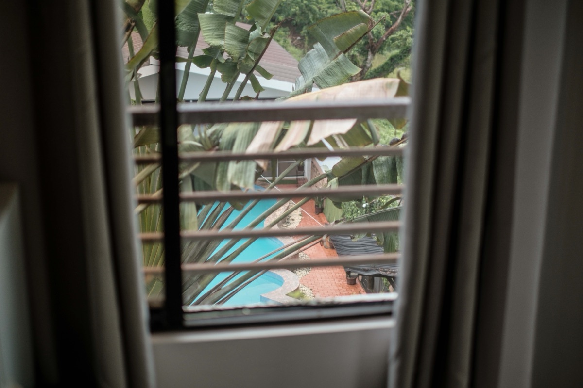 Balcony view down to the pool from the Family Suite